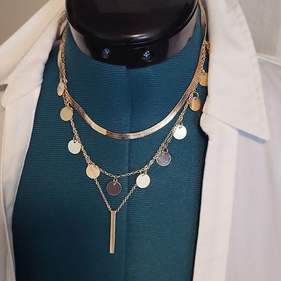 3pcs/set Exquisite Layered Golden Necklace for Women - Picture 4 of 9